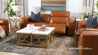 Derrick Leather Power Sofa in Camel