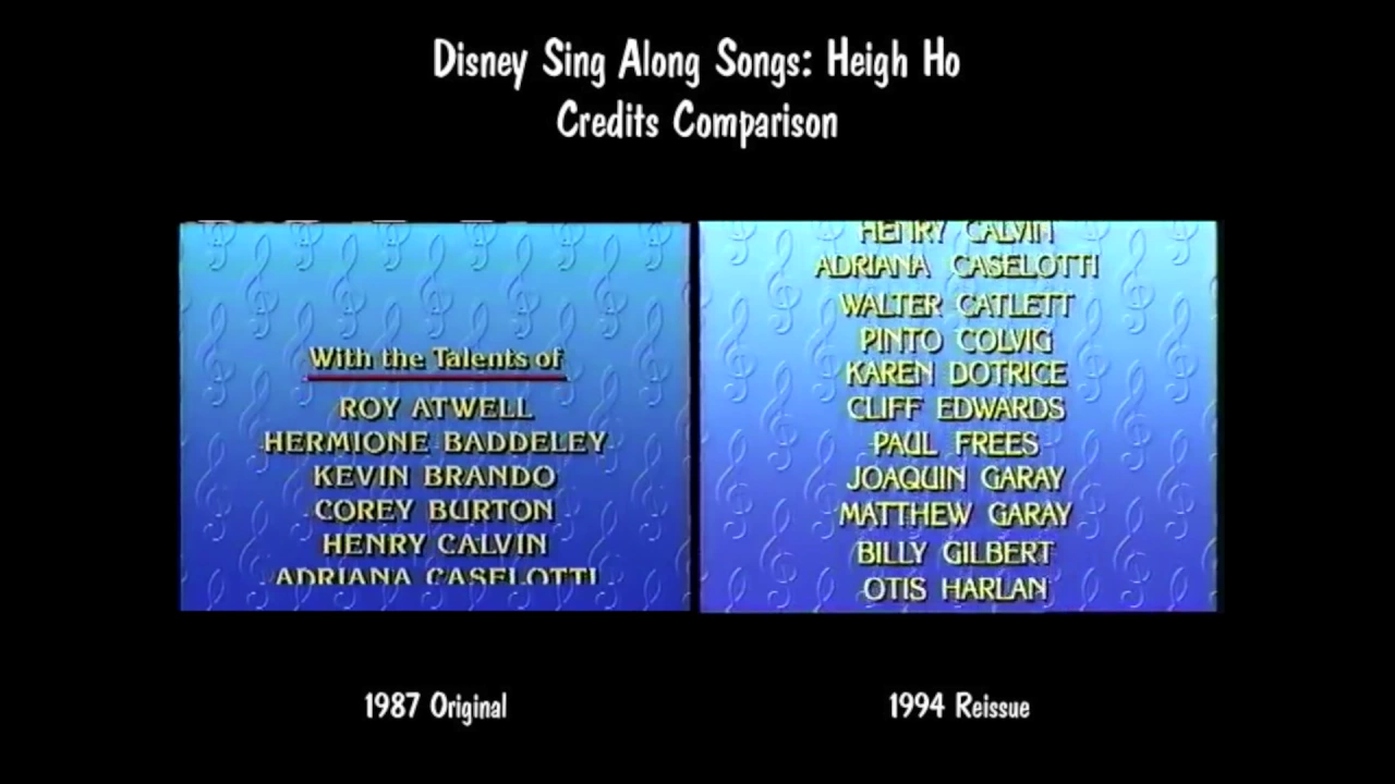 Disney Sing Along Songs Heigh Ho Credits Comparison B