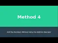 Add Two Numbers Without Using the Addition Operator C Interview Questions