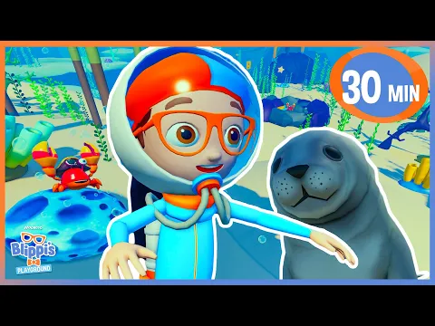 Download MP3 Blippi's Underwater Treasure Hunt - Blippi Roblox | Educational Videos for Kids