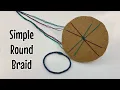 Simple Kumihimo round braid using cardboard wheel-friendship bracelet spiral