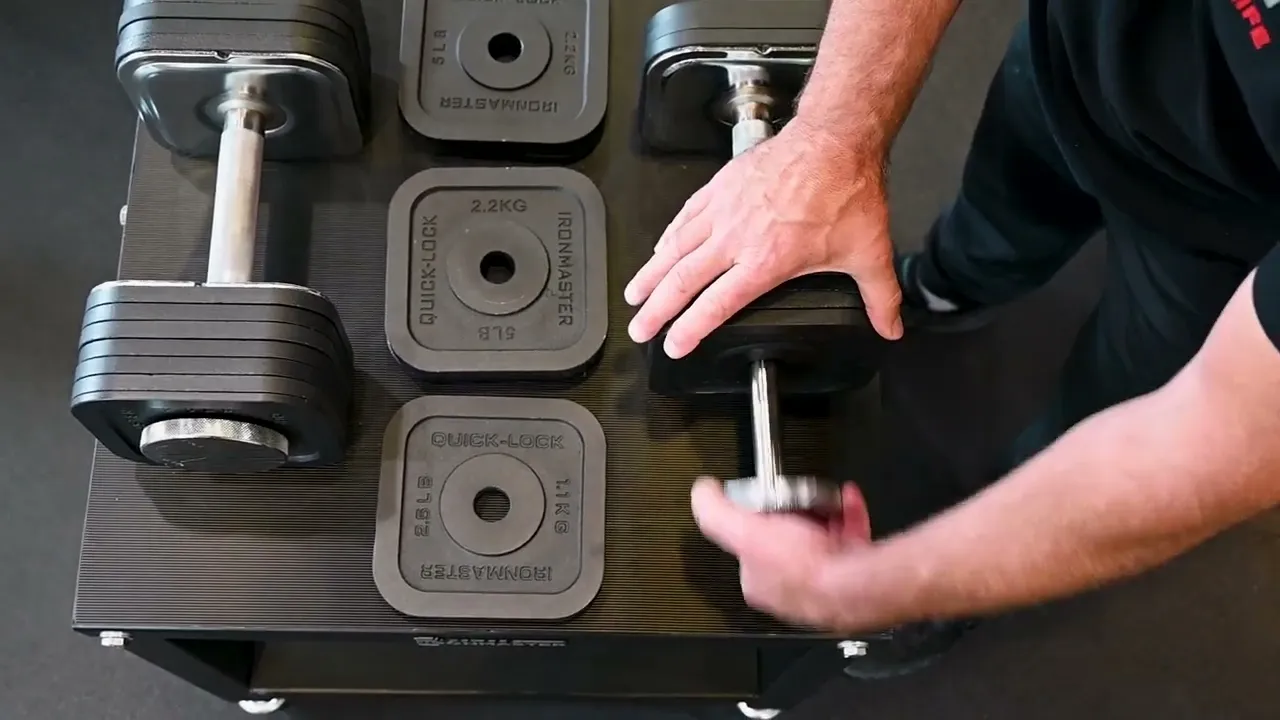 Ironmaster Quick-Lock Adjustable Dumbbell System 75 lb Set