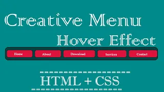 Creative Navigation Bar Hover Effect Pure CSS HTML CSS