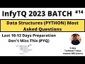 InfyTQ 2023 Batch Preparation Series Data Structures Python Most Asked Question DAY-12 Infytq