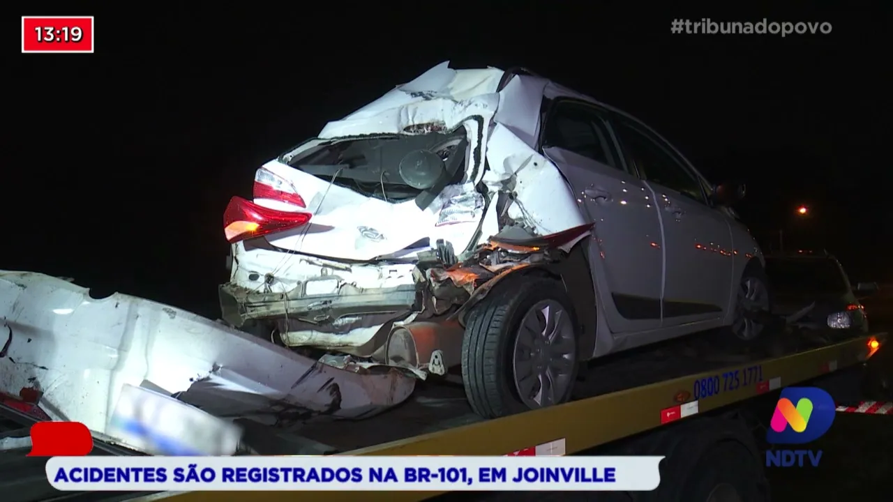 Acidentes são registrados na BR-101, em Joinville