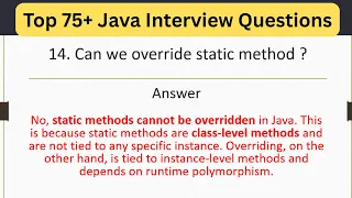 Top 75 Java Interview Questions - Can We Override a static Method in Java
