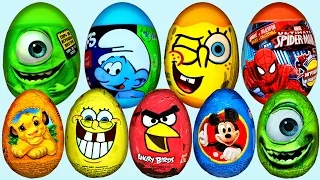 33 surprise eggs kinder surprise spongebob mickey mouse disney pixar cars eggs