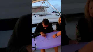 Sketchy session = two reef cuts and coral sticking out of a brand new board. Ouch. #sailingfamily