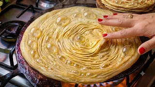 الملوي العجيب! أسهل وأسرع طريقة لتحضير ملوي كبير مورق وهشيش محمر مقرمش كيذوب في الفم 