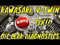 PART 1 PATTERN FAILURE SEVERE OIL LEAK DIAGNOSTICS ON A KAWASAKI V - TWIN ENGINE