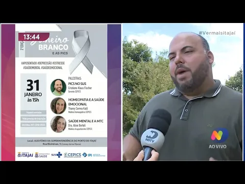 Janeiro Branco: saúde mental e emocional é tema de evento aberto ao público em Itajaí