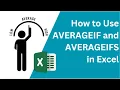 Master AVERAGEIF AVERAGEIFS in Excel Step-by-Step Guide