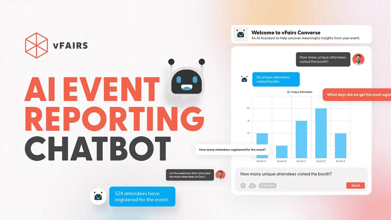 Demo de vFairs: Chatbot de informes de eventos de IA