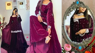 Most trending party wear dress designing ✨Short kurti panel plazo dress
