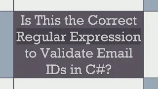 Is This the Correct Regular Expression to Validate Email IDs in C