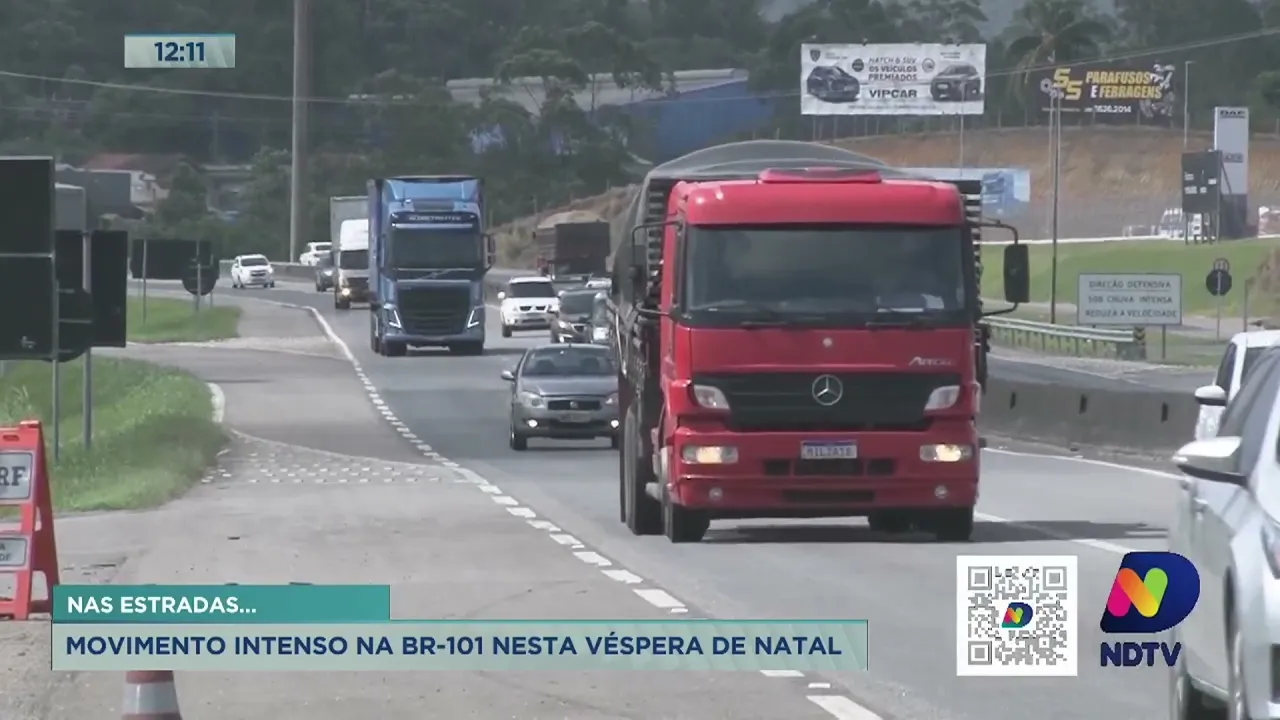 Véspera de Natal tem registro de movimento intenso na BR-101 Sul