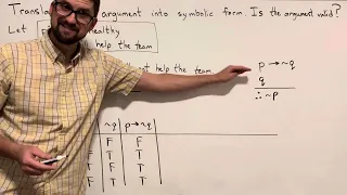Translate Argument in Symbolic form and Determine Validity