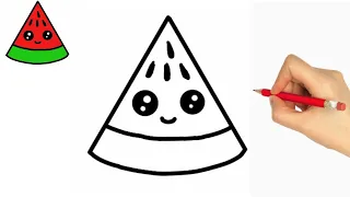 رسم سهل رسم بطيخ سهل وكيوت للمبتدئين والأطفال رسم سهل للاطفال رسم اطفال سهل رسم 