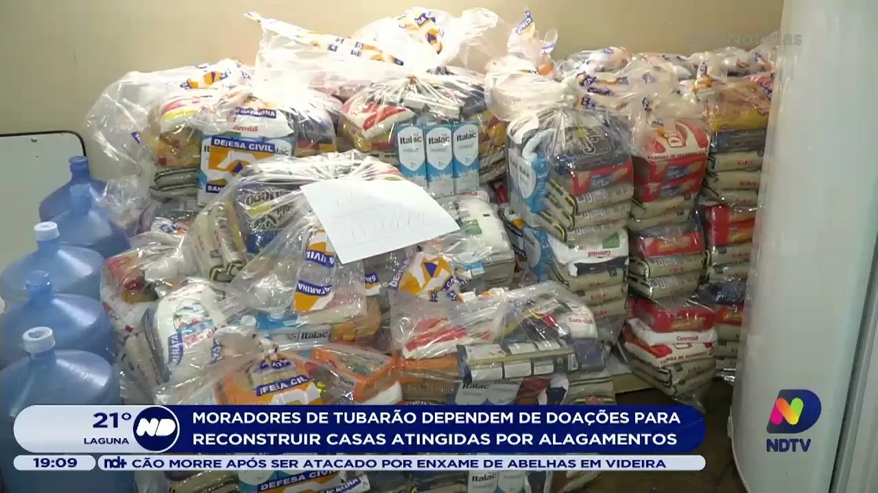 Chuva em SC: Moradores de Tubarão dependem de doações para reconstruir casas