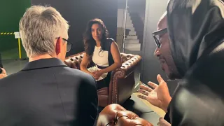 Roger, Kelly and Gloria on set of News Cycle