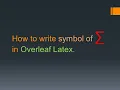 How to write symbol of Summation in Overleaf Latex Summation symbol in Latex Overleaf