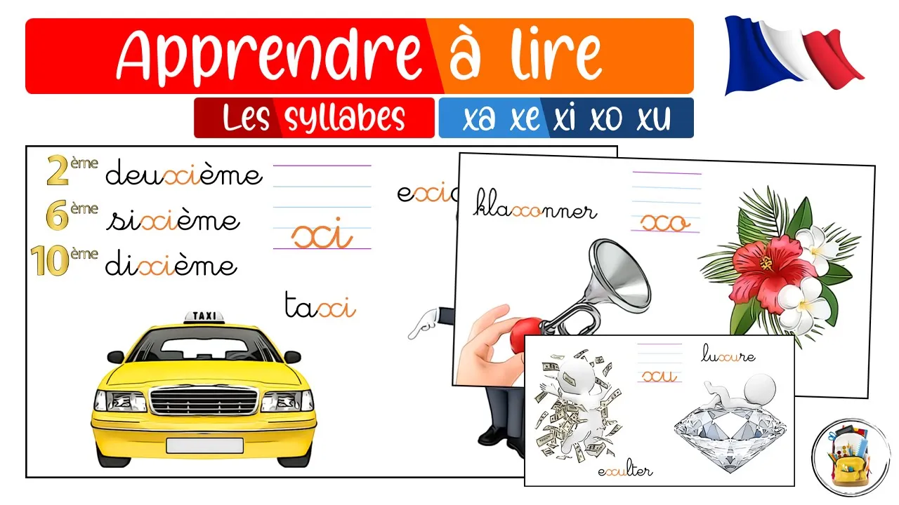 Les Syllabes XA XE XI XO XU - Apprendre À Lire En Français - Les Sons Du CP - Vocabulaire En Image