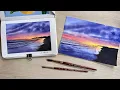 Download Lagu Paint a vibrant beach sunset with me | real-time watercolor landscape tutorial