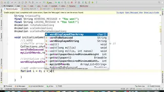 Java - Initialize Game Functionality Hangman Android App