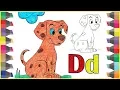 Drawing Alphabets And Coloring for Learning Colors Kid Learn the Letter D with Coloring Page
