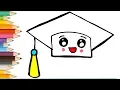 Drawing and Coloring a Cute Graduation Cap - Super Easy Lovely Kids