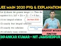 Jee Main 2020 Previous year Question Greatest Integer Functions Jee Main PYQ Explanation Calculus