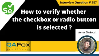 How to verify whether the checkbox or radio button is selected Selenium Interview Question