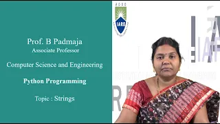 Strings - Python Programming by Prof B Padmaja