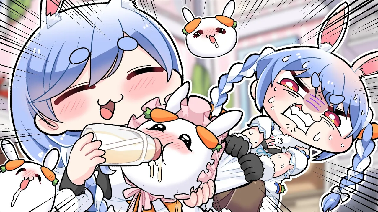 【手描き】ぺこママに欲望丸出しな野うさぎを全力阻止する兎田ぺこら【こまいぬ/切り抜き/ホロライブ】