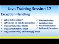 Java Training Session 17 Exception Handling What is Exception Why need to handle - try catch finally