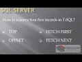 SQL Limit Result Set with Top Offset Fetch First and Next