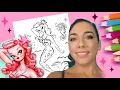 Coloring a vintage style Mermaid Cute Adult Coloring Page