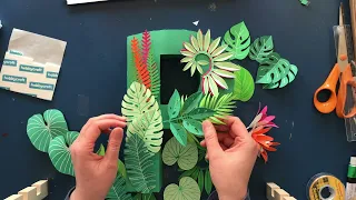 3D letter with jungle leaves