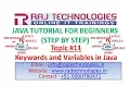 Java tutorial for Beginners 11 Keywords and Variables in Java Raj Technologies