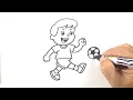 How to Draw Boy Kicking Soccer Ball Simple Step by Step