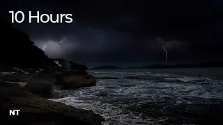Lightning Ocean Thunderstorm Stormy Weather Ocean Waves Rolling Thunder Rain Sounds For Sleep 