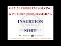 INSERTION SORT GE3151 PROBLEM SOLVING AND PYTHON PROGRAMMING NOTES