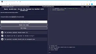 Basic JavaScript Divide One Decimal by Another with JavaScript freeCodeCamp