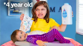 4 Year Old Becomes a Mom for a Day