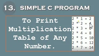 13 Simple C Program to Print Multiplication Table of Any Number