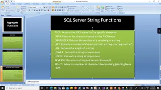 SQL SERVER TUTORIAL ENGLISH SQL SERVER String Functions