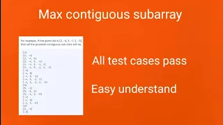 Max contiguous subarray all test cases pass