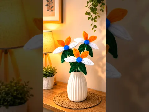 Independence Day Special DIY 🇮🇳 | Tricolor Pipe Cleaner Flower | #shorts #youtubeshorts #diy