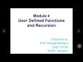 CPS 18CPS23 - Module 4 User Defined Functions