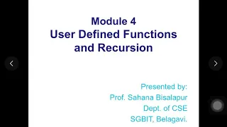CPS 18CPS23 - Module 4 User Defined Functions